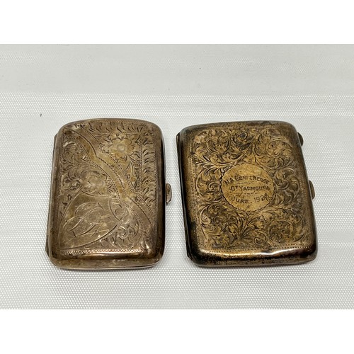 650 - 2 silver cigarette cases 130.6g