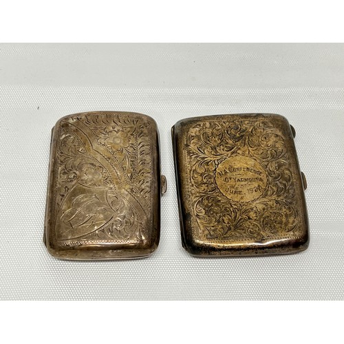 650 - 2 silver cigarette cases 130.6g