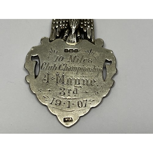 625 - Silver watch chain with fob - 40.3g