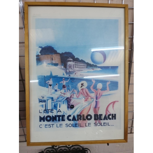 11 - Framed Monte Carlo advertising poster, 73cms x 53cms