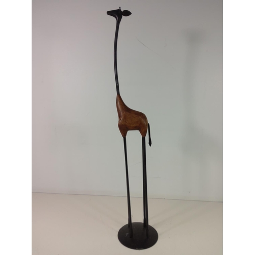 30 - Wood and metal giraffe, approx 67cms tall