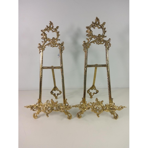 55 - Pair of large brass easels, approx 53cms tall