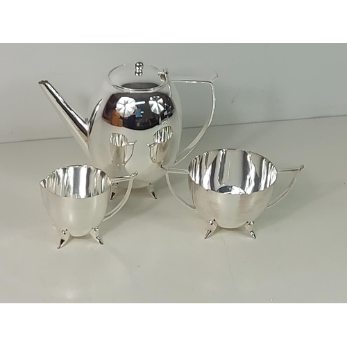 128 - Modern design 3 piece plated teaset