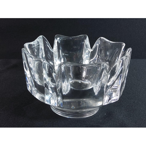 145a - Swiss Orrefors Corona cut glass bowl, 15cms in diameter