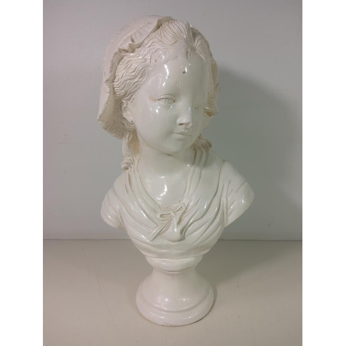 151 - Large ceramic bust of a peasant girl by Grinham Niam of Paris, approx height 42cms