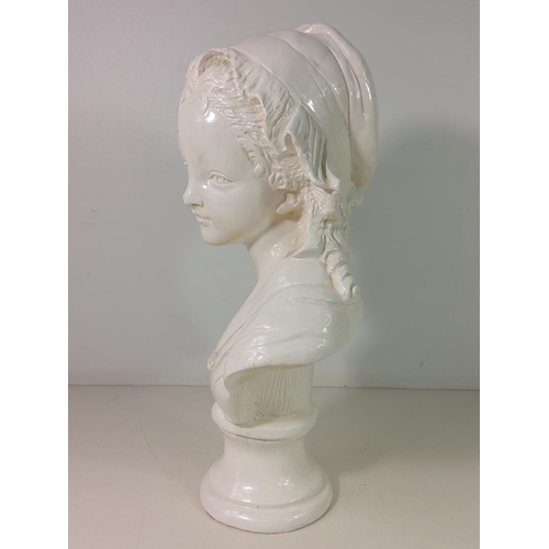 151 - Large ceramic bust of a peasant girl by Grinham Niam of Paris, approx height 42cms