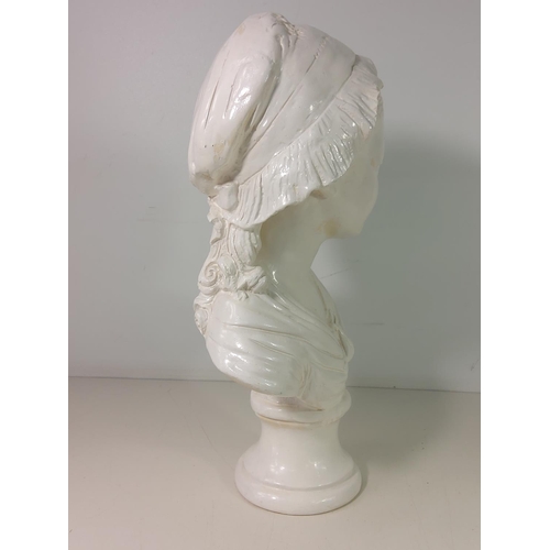 151 - Large ceramic bust of a peasant girl by Grinham Niam of Paris, approx height 42cms