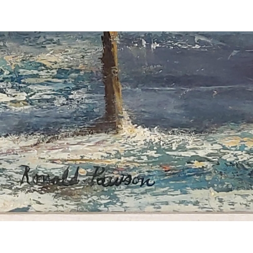 21 - Framed oil on board titled 'Winter Space' signed by Ronald Pawson 1916-1977, 71cms x 59cms