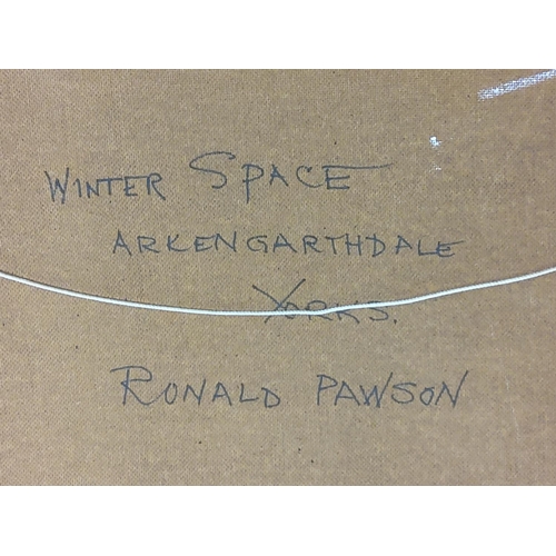 21 - Framed oil on board titled 'Winter Space' signed by Ronald Pawson 1916-1977, 71cms x 59cms