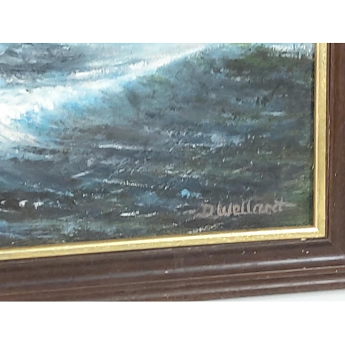 22 - Oil on board sea scape by R. Wellard, 85cms x52cms