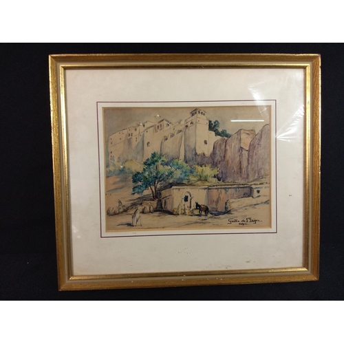 3 - Eastern City watercolour, signed by known artist, Geille de Saint-Leger 30cms x 34cms