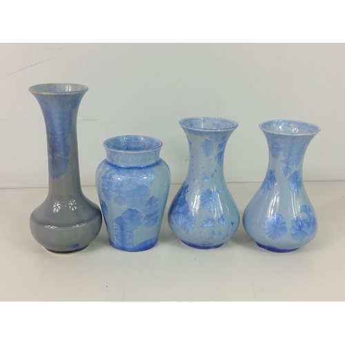 59 - 4 blue Langworthy vases