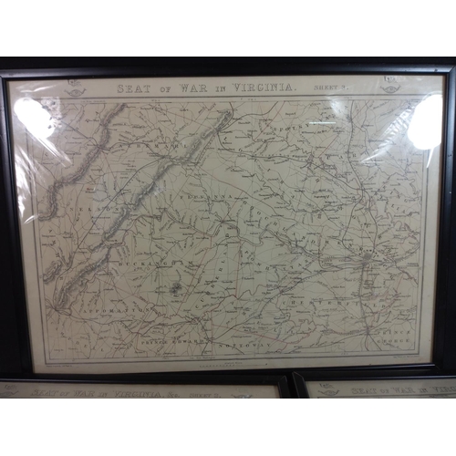 9 - 3 framed vintage Civil War maps, largest 52cms x 37cms