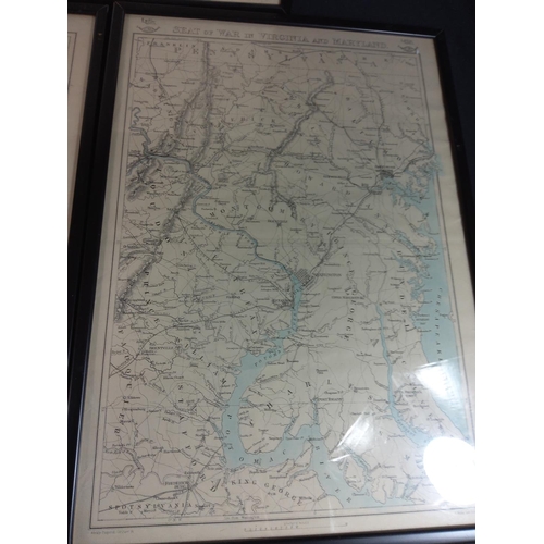 9 - 3 framed vintage Civil War maps, largest 52cms x 37cms