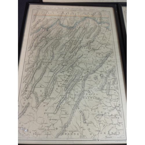 9 - 3 framed vintage Civil War maps, largest 52cms x 37cms