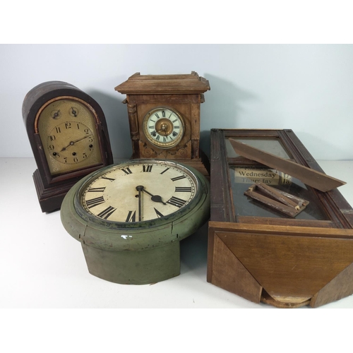 48 - 2 wall clocks and 2 mantle clocks for restoration