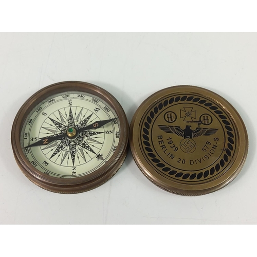 331 - Brass compass with Nazi emblem