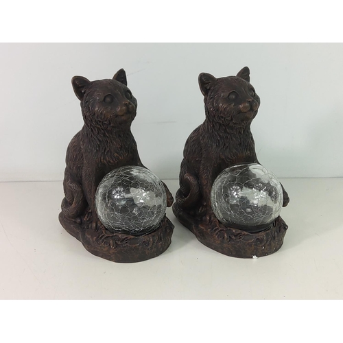 222 - 2 Mystic Mog cat solar lights