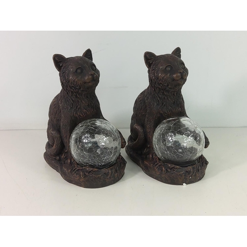 224 - 2 Mystic Mog cat solar lights