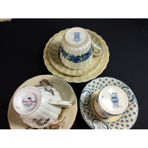 236 - Box of vintage teaware including Coalport, Royal Albert and Spode and a tray of ornaments and trinke... 