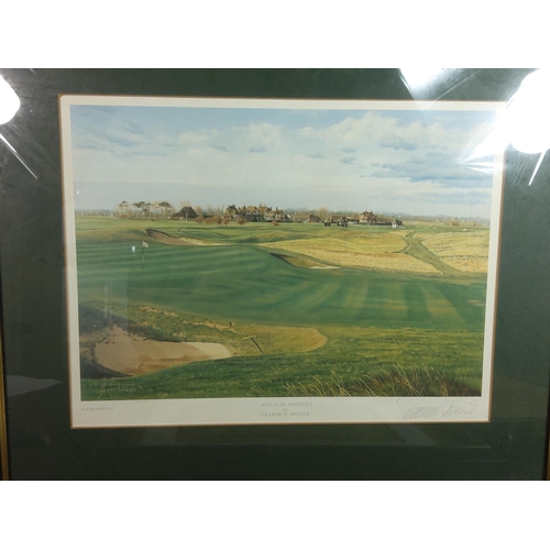 2 - Signed print of Royal St. George's Golf Course by Graham Baxter, framed advertising poster and a fra... 