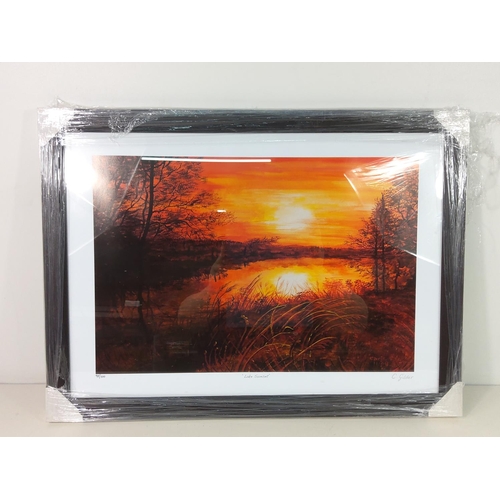 124 - Limited Edition print 98/100 'Lake Sunset' by Christine Gilder, 59cms x 44cms