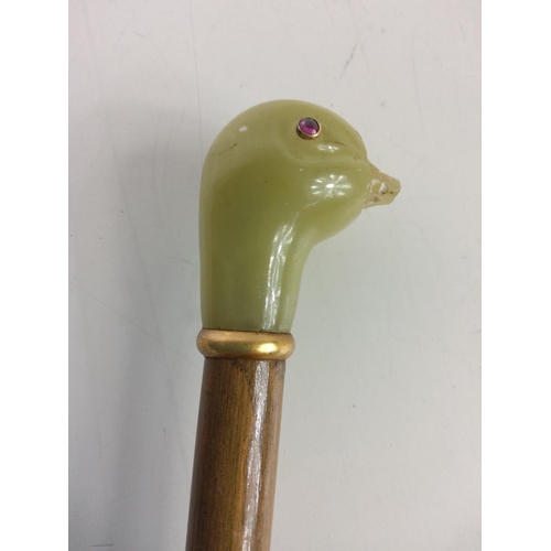 225 - Jade handled umbrella and aluminium baseball bat