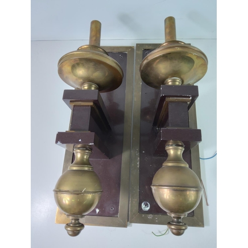 18 - Pair of large vintage brass mounted wall lights