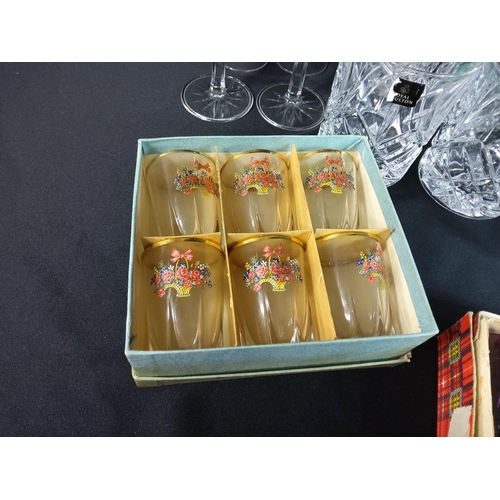 266 - Qty of collectable boxed glasses and cut glasses