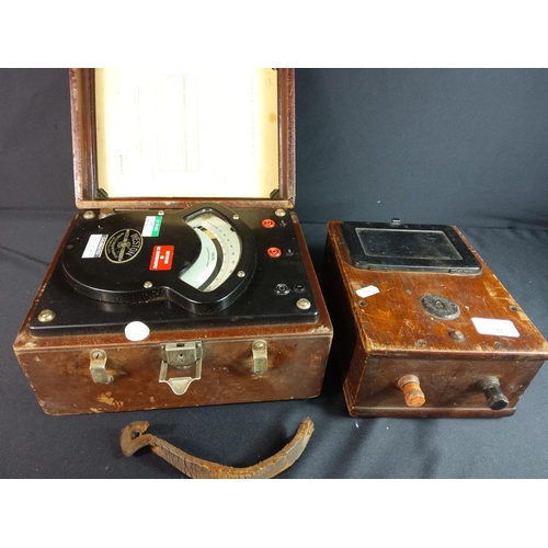 11 - 2 Vintage wooden cased test meters