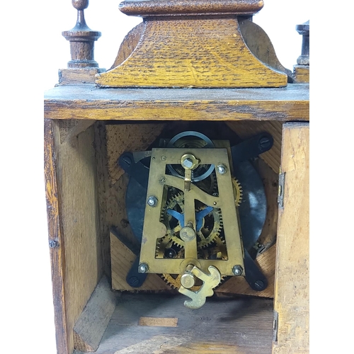 363 - Early 20th Century ornate carved German wooden clock