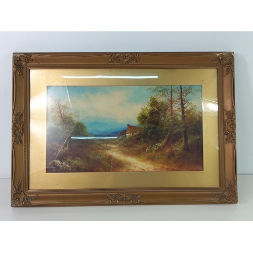 399 - Pair of antique gilt framed country scenes, both 44cms x 64cms