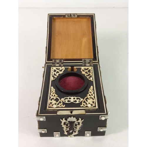 608 - Victorian fob watch display case with key