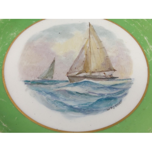 643 - Crown Derby plate 'The America's Cup - Pendragon' by W.E. James Dean