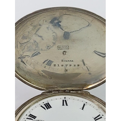 656 - Silver cased full Hunter pocket watch