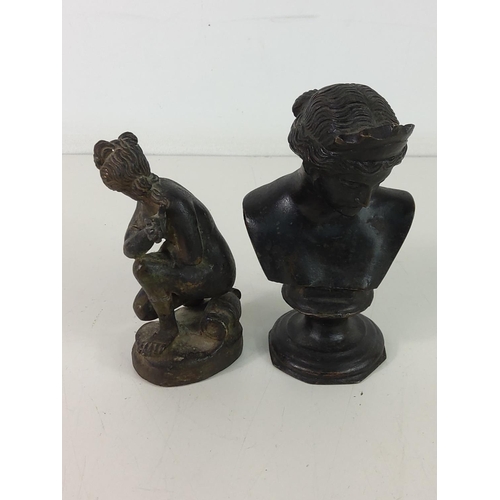 426 - Bronze bust and figure