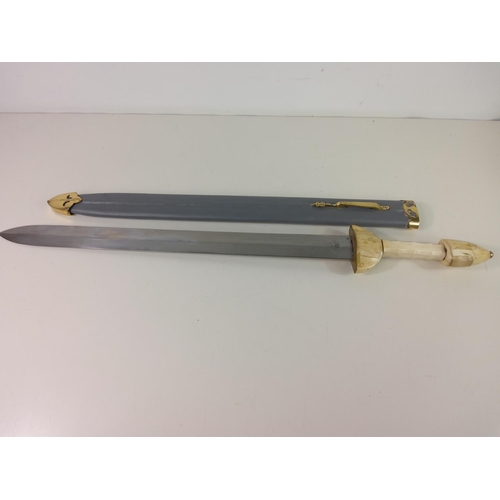 468 - Roman style sword with bone handle and sheath