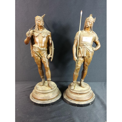 59 - Pair of spelter Viking figures