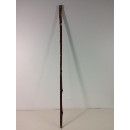 139 - Antique bamboo sword stick with silver collar