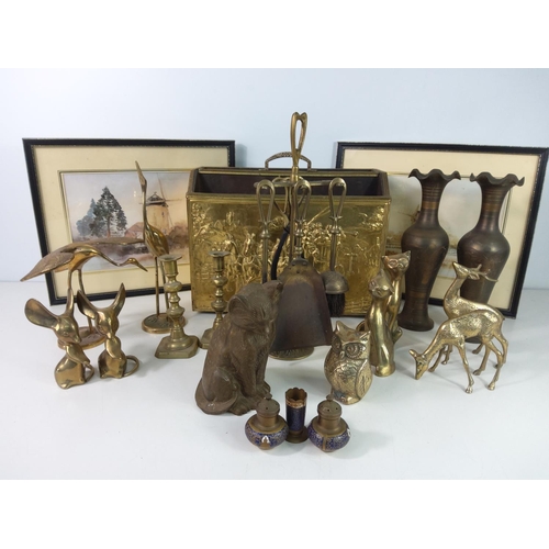 219 - Large box of brassware etc