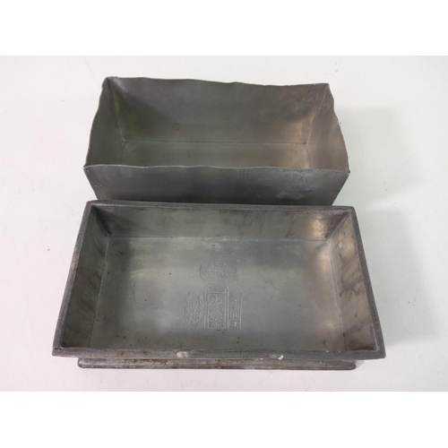 553 - Oriental pewter box and lid