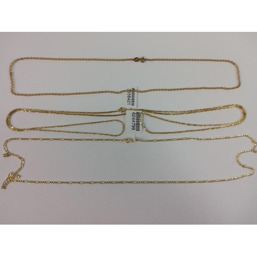 590 - 3 silver gilt necklaces, 8g gross