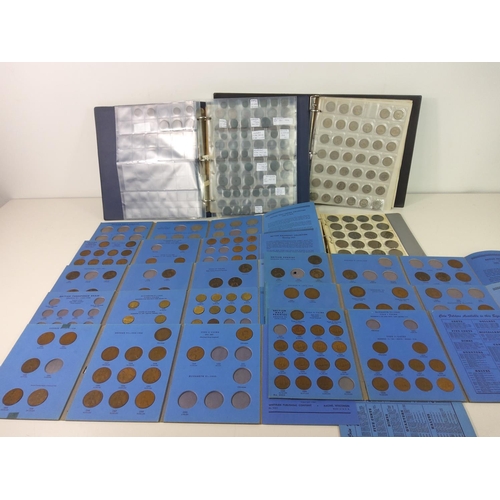 Large qty of coin collectors albums, most with contents