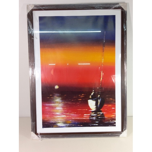 56 - Framed limited edition print 'Calm Sunset' 47/50 by Jean Ryan, 64cms x 87.5cms