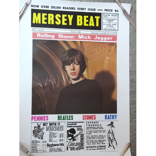 53 - Rolled Mersey Beat poster featuring Rolling Stone: Mick Jagger, 59.5cms x 84cms