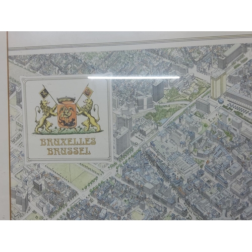 35 - Large framed map of Brussels