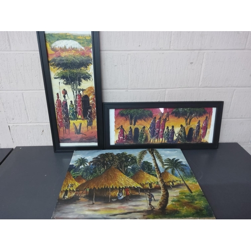 43 - 3 original African oil paintings, all signed