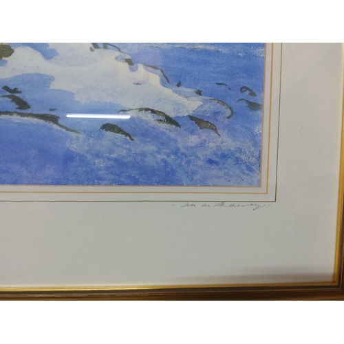 44 - Large gilt framed watercolour of a winter scene by Jill M Aldersley, titled 'Helvellyn & Fairfield f... 