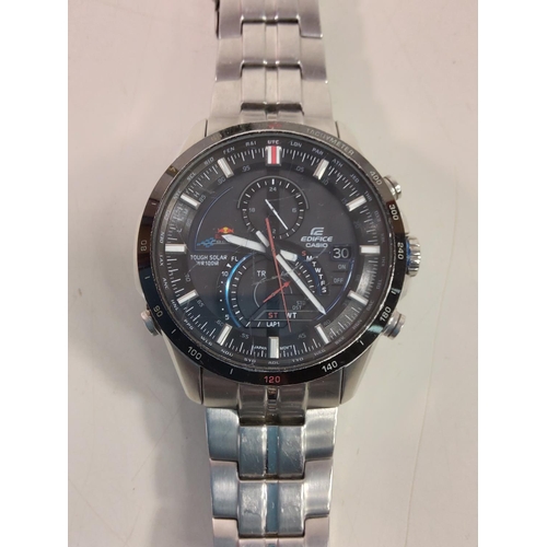 327 - Gents Casio Edifice Red Bull Edition solar powered watch with manual.  RRP £400+