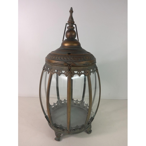 186 - Ornate metal and glass lantern